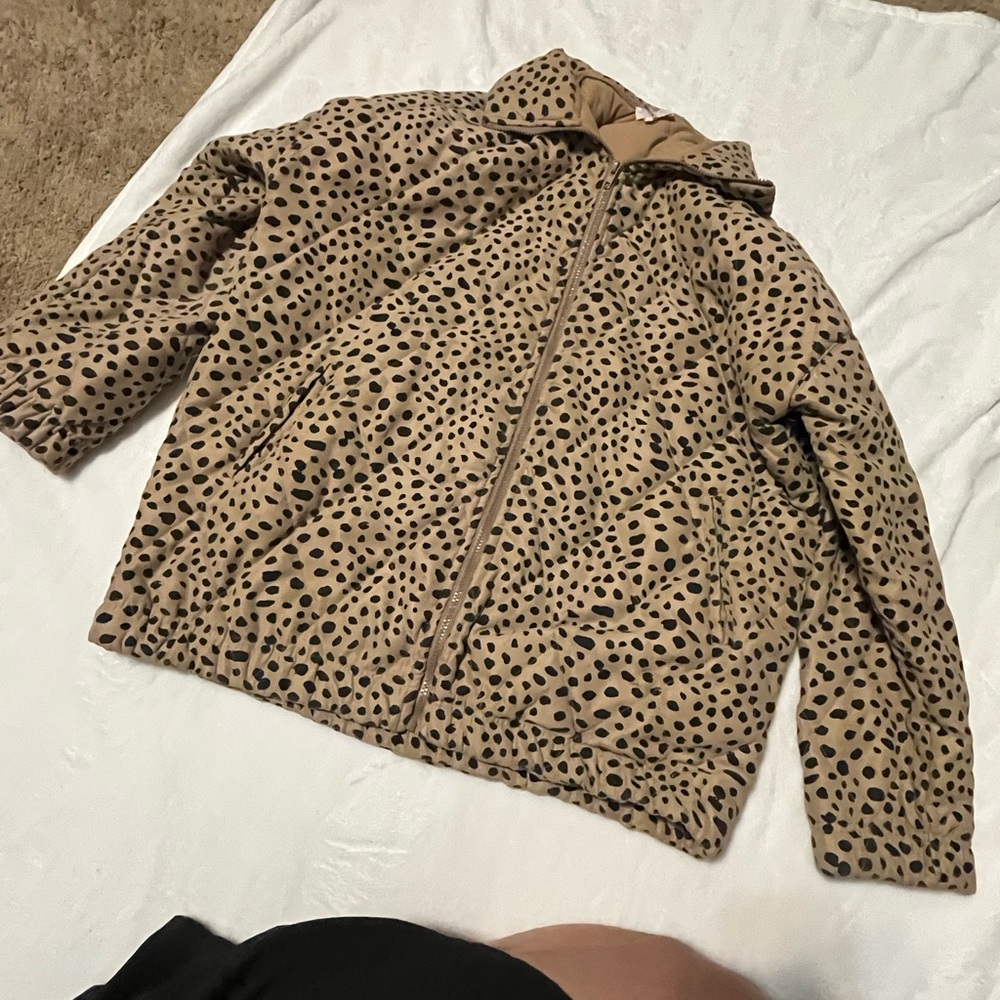 Entro Tan and Cream A-Line Midi Bomber Jacket